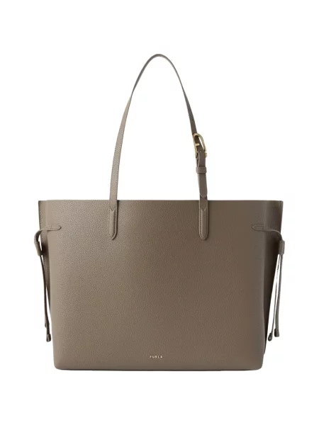 Geantă shopper Furla din piele gri