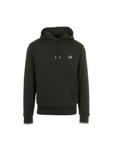 Bluza z kapturem Fred Perry w paski z kapturem z paskiem zielona