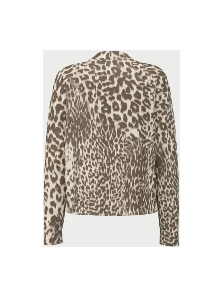 Sweter Guess wełniany z nadrukiem brązowy