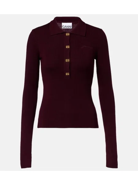 Pulover Ganni de lână bordo