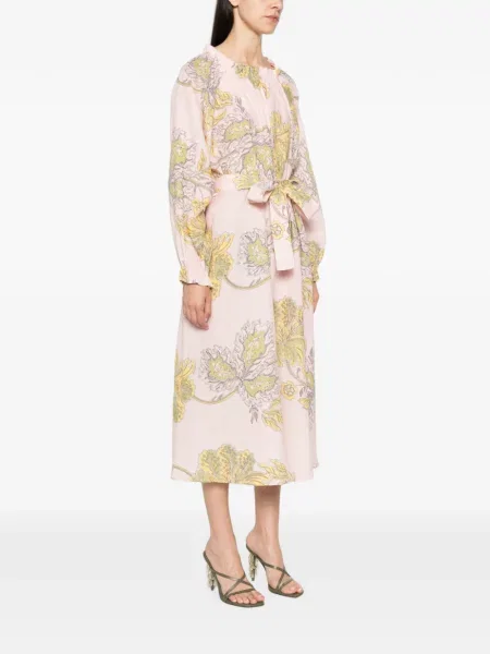 Rochie La Doublej cu model floral cu imagine roz