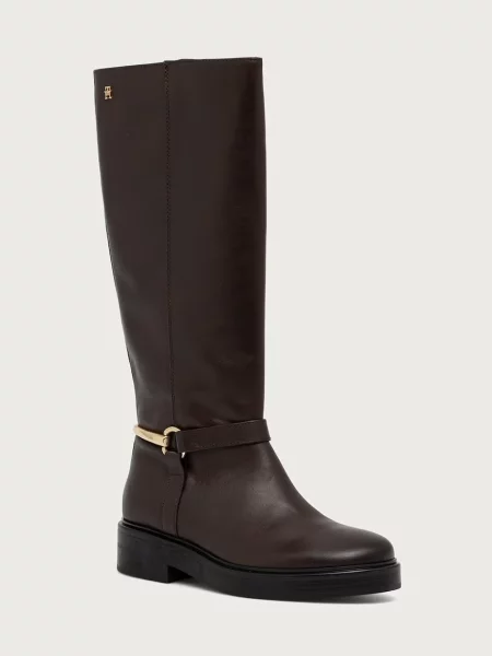 Tommy Hilfiger De piele cizme de echitație maro