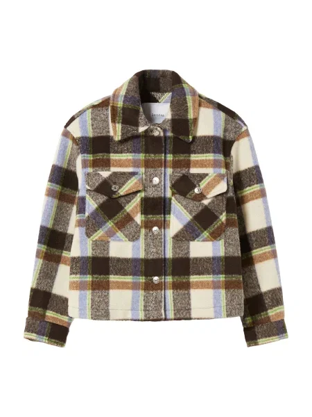 Bershka Prehodna jakna ecru / svetlo / rjava / mokka modra