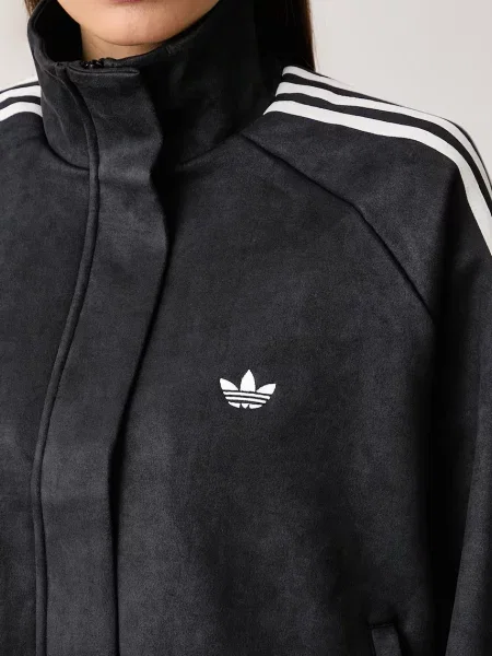 Велурен суичър с цип Adidas Originals сиво