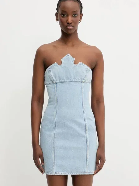 Coperni rochie jeans x Disney Crown mini mulata albastru