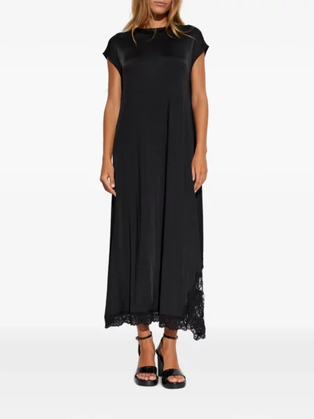 Rochie midi Vetements asimetrică din dantelă negru