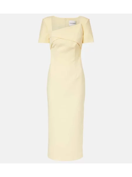 Rochie de cocktail Roland Mouret drapată de costum galben