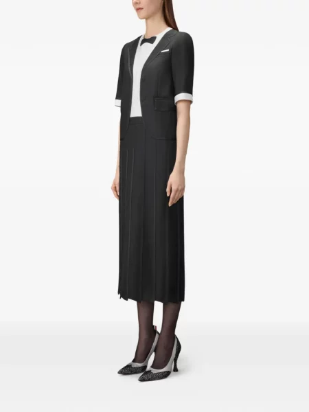 Rochie midi Thom Browne din țesătură twill negru