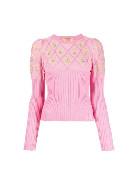 Haftowany sweter Cormio różowy