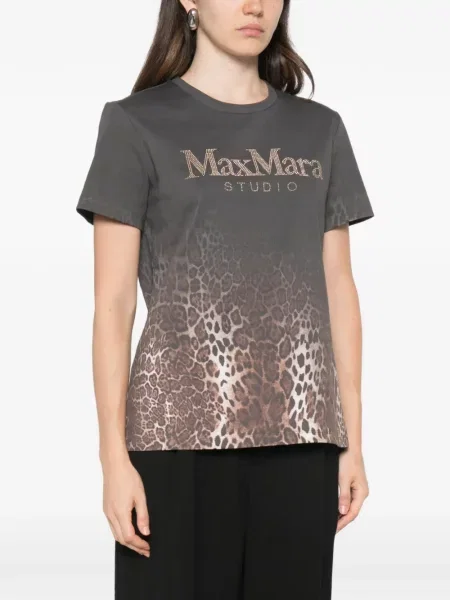 Tricou Max Mara cu imagine cu model leopard gri