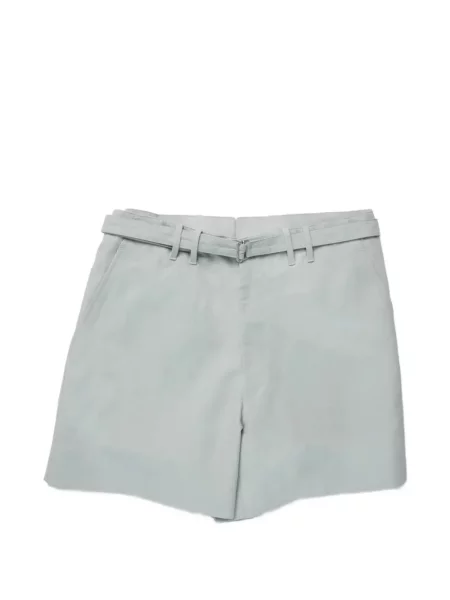 Cu centură pantaloni scurți Stoffa din țesătură twill gri