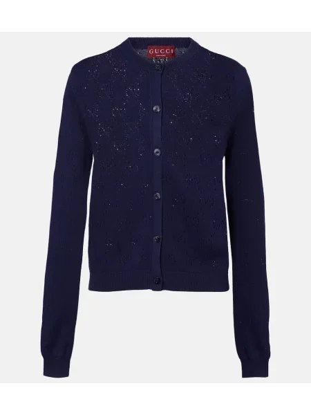 Cardigan Gucci de mătase albastru