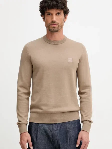 Вълнен пуловер Boss Orange бежово