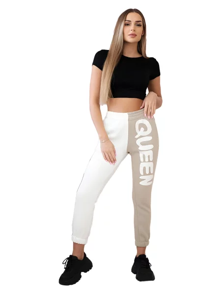 Kesi tepláky s nápisem QUEEN béžový