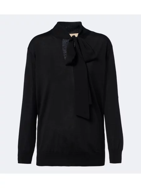 Pulover Valentino cu funde de lână negru