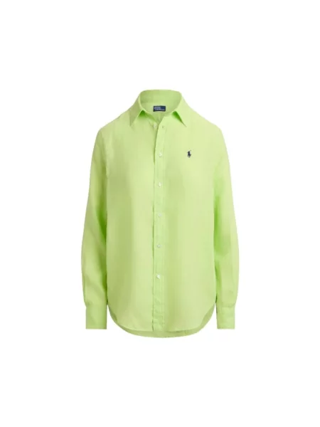 Lniana koszula Polo Ralph Lauren zielona