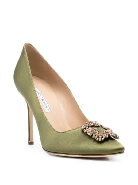 Pantofi cu toc Manolo Blahnik cu cataramă verde