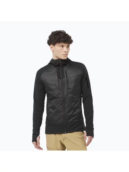 Hybridní bunda Salomon Elixir Hybrid Hoodie Insulated deep black černá