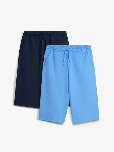 Bermudy dresowe z czystej bawełny organicznej loose fit 2 szt. niebieskie