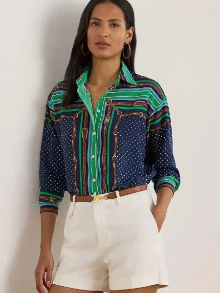 Koszula Lauren Ralph Lauren z długim rękawem niebieska