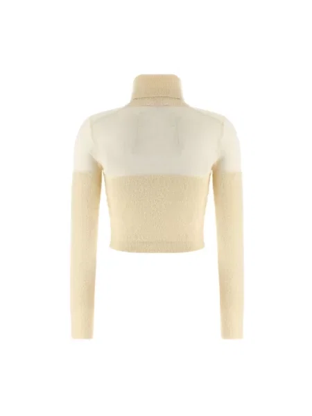 Sweter z golfem Elisabetta Franchi z logo biały