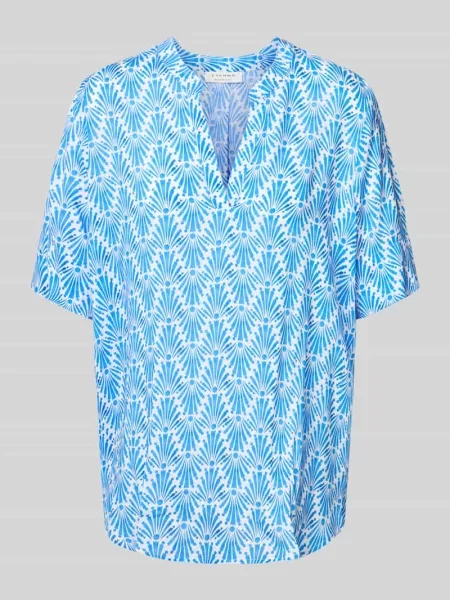 Bluzka o kroju relaxed fit z rękawem Eterna niebieska