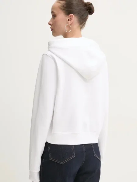 Mikina Guess Jeans s kapucí s potiskem bílá
