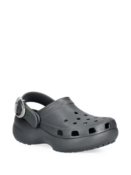 Papuci tip mules Crocs cu platformă cu cataramă gri