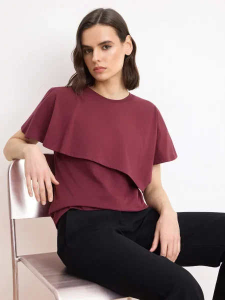 Trendyol Tricou burgundy roșu