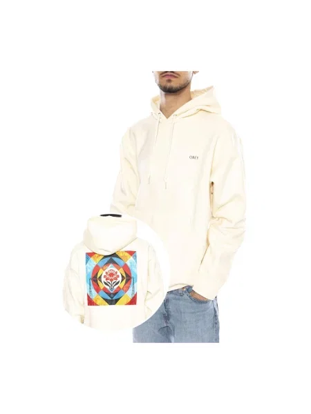 Bluza z kapturem Obey Clothing z kapturem beżowa