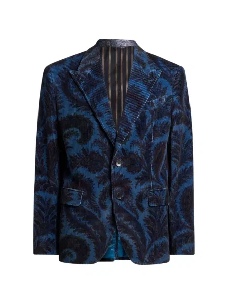 Samt blejzer Etro s paisley uzorkom plava