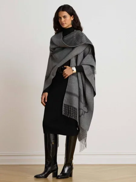 LAUREN RALPH LAUREN Poncho cu adaos de lână negru