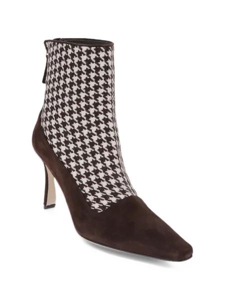 Cizme scurte Manolo Blahnik din piele de căprioară cu model pepito maro