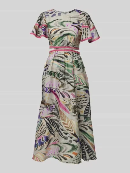 Długa sukienka taliowana z zamkiem błyskawicznym Swing zielona