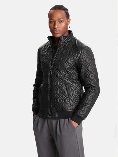 Guess Яке от имитация на кожа черен