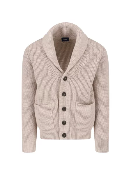 Gulerat cardigan Drumohr tricotate chunky
