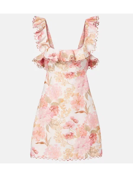 Rochie Zimmermann de in cu model floral cu volane roz