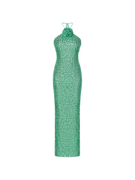 Rochie Roserry cu paiete cu model floral verde