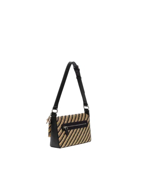 Lniana torebka Guess czarna