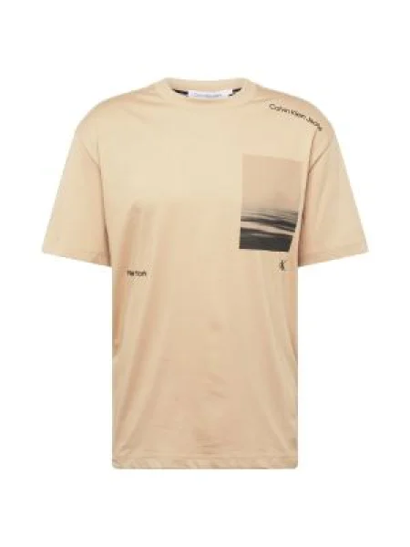 Calvin Klein Jeans Póló SERENITY BACK GRAPHIC bézs