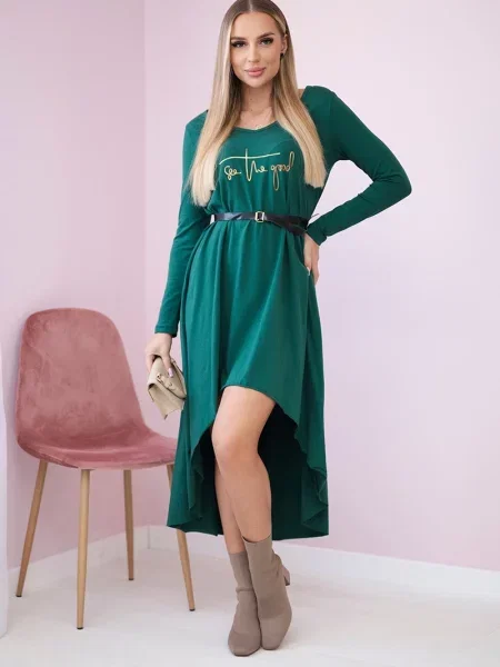 Sukienka Kesi z napisami garniturowa zielona