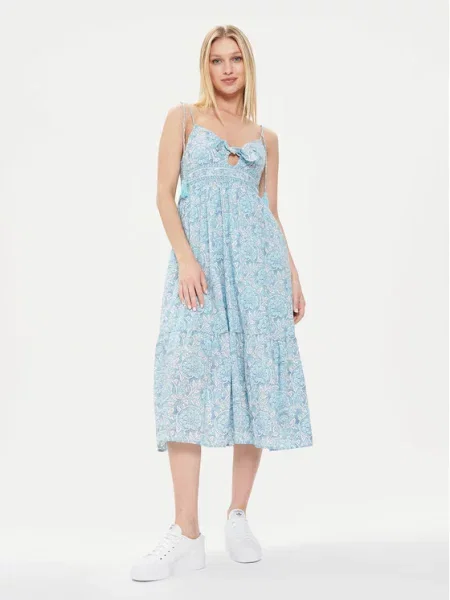 Raštuotas kostiumas džinsinė suknelė Pepe Jeans mėlyna