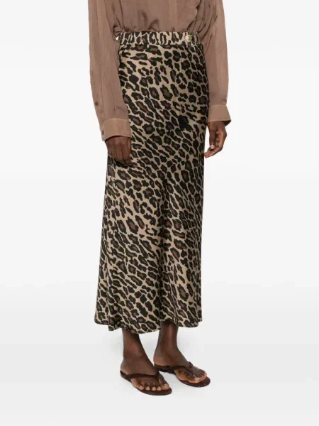 Spódnica midi Bazar Deluxe w panterkę do kolan brązowa