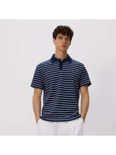 Reserved Pruhované polo tričko comfort tmavomodrá