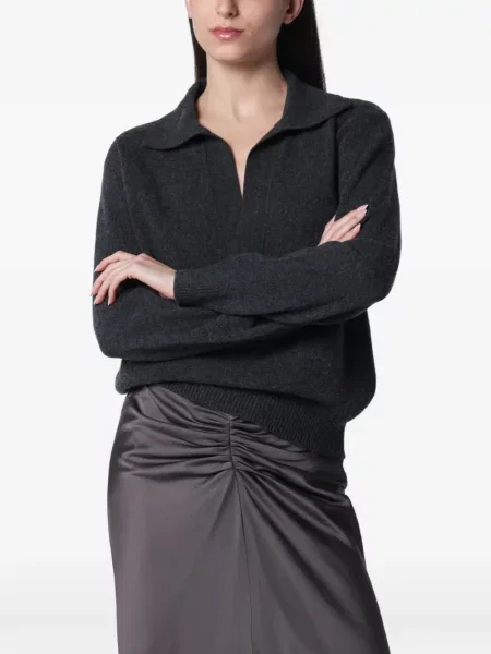 Gulerat tricou polo Victoria Beckham gri