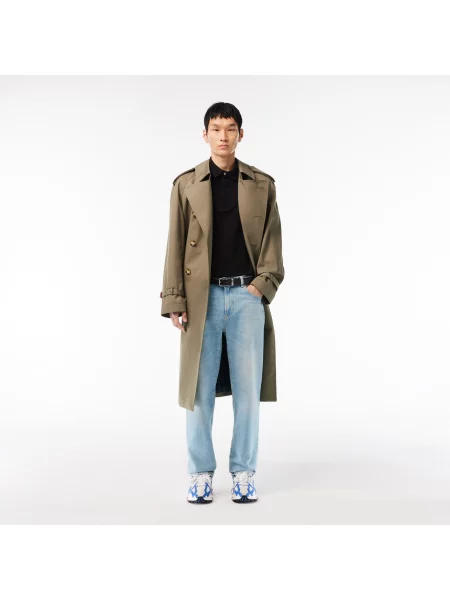 Кожаный ремень Lacoste с ремешками синий