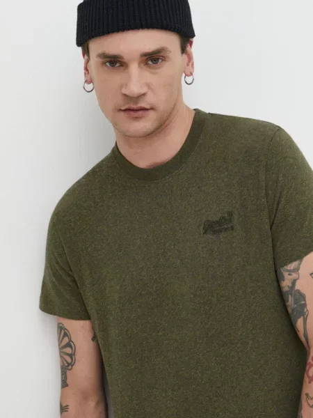 Тениска Superdry зелено с меланжов десен
