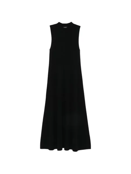Rochie midi Le Petit Pulle fără mâneci tricotate negru