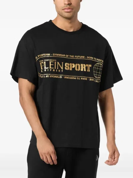 Тениска Plein Sport с принт с кръгло деколте черно