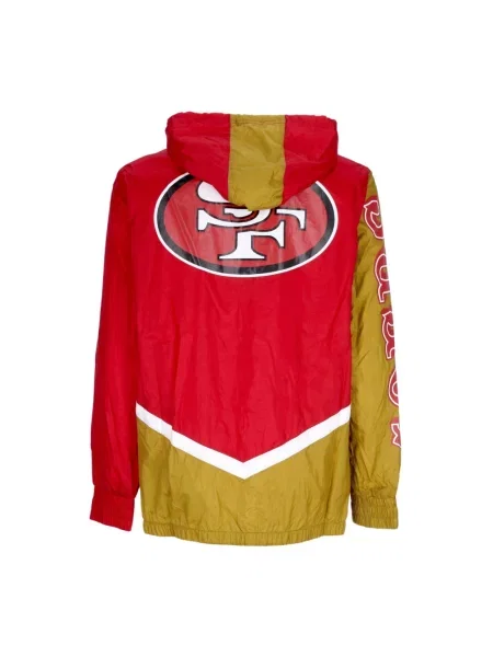 Lniana kurtka Mitchell & Ness czerwona